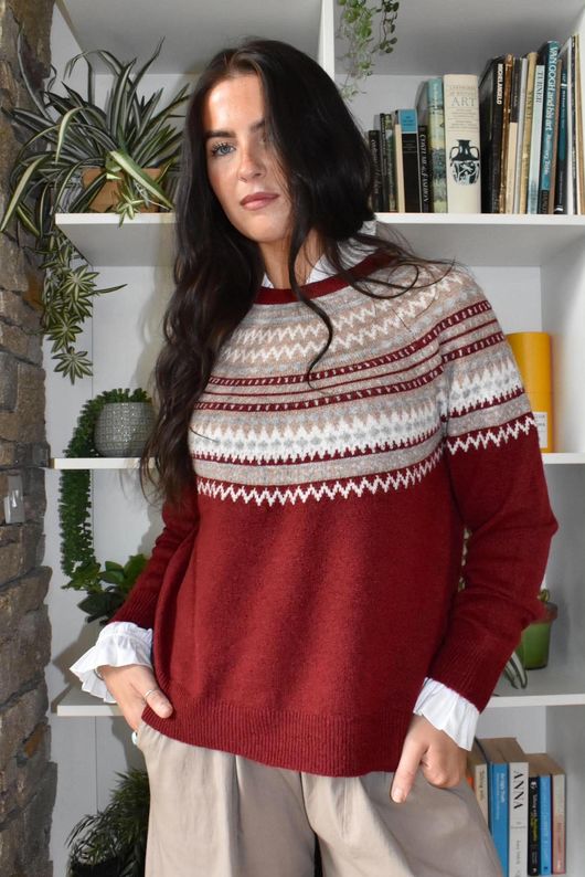 Fair Isle Knit Burgundy